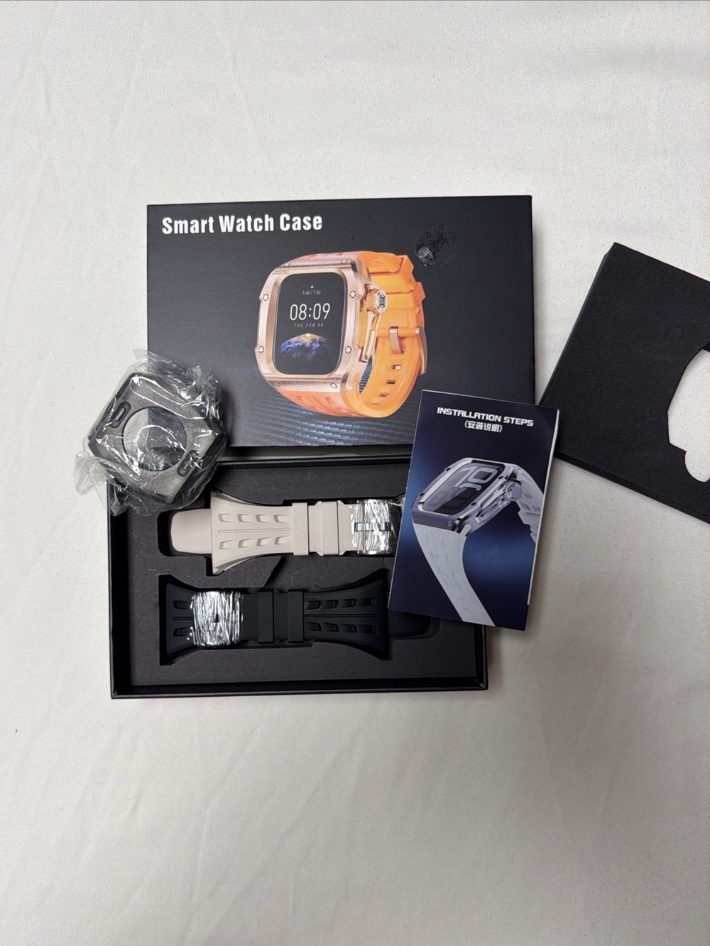 NEW IN BOX Apple Series 10 Smart Watch Case 46mm (Black) & 2 Bands Black & Tan